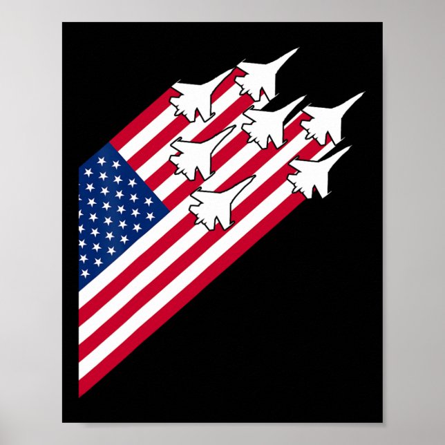 Fighter Jets Usa Flagga 4:e Juli Fighter Jet Flagg Poster (Framsidan)