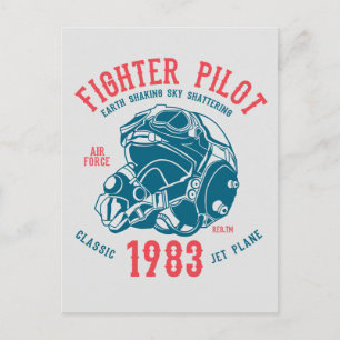 Fighter Pilot Classic Jet Flygplan Vykort
