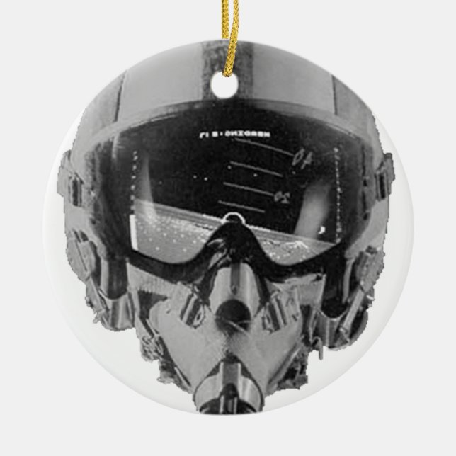 Fighter Pilot Helmet och Altimeter Julgransprydnad Keramik (Framsidan)