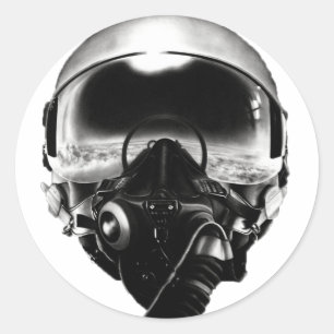 Fighter Pilot Helmet Runt Klistermärke