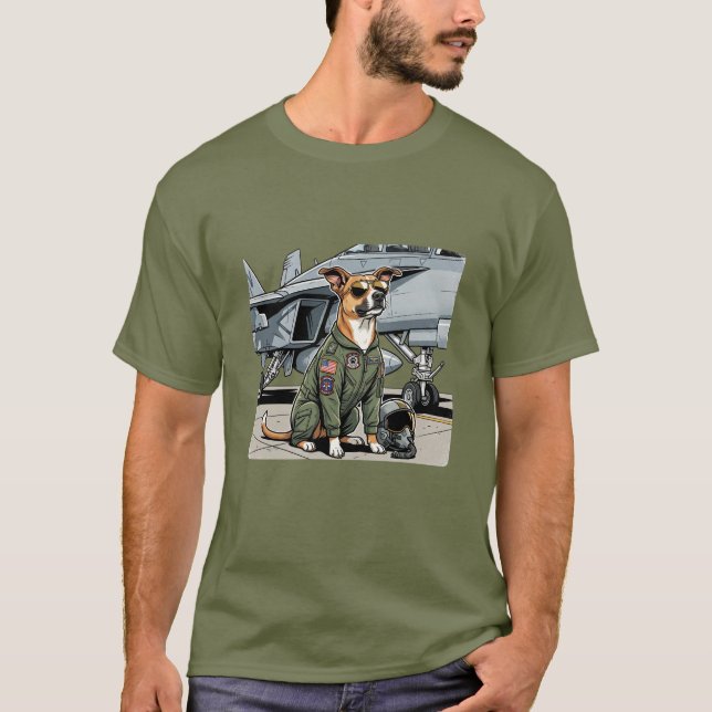 fighter pilot hund T-Shirt (Framsida)