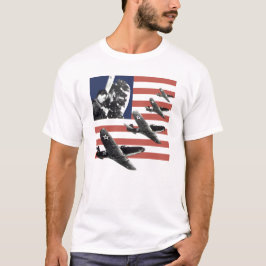 Fighter Plane American Flag T Shirt