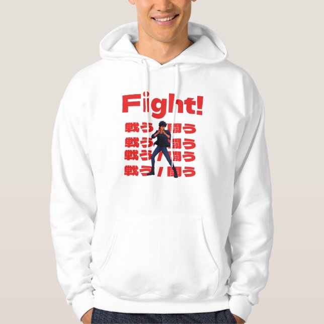 Fighter with 90s Retro Anime Style Hoodie (Framsida)