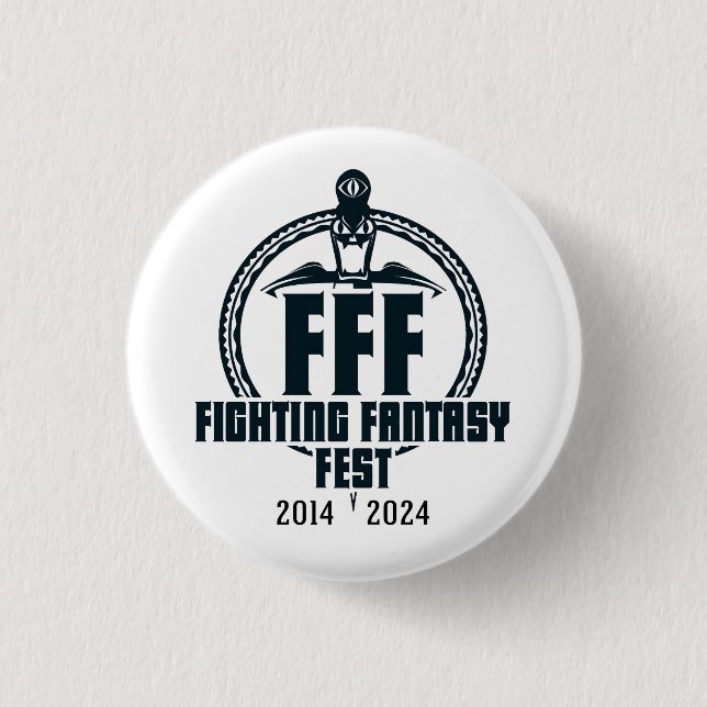 Fighting Fantasy Fest 10-årsdagen Badge Knapp (Framsida)