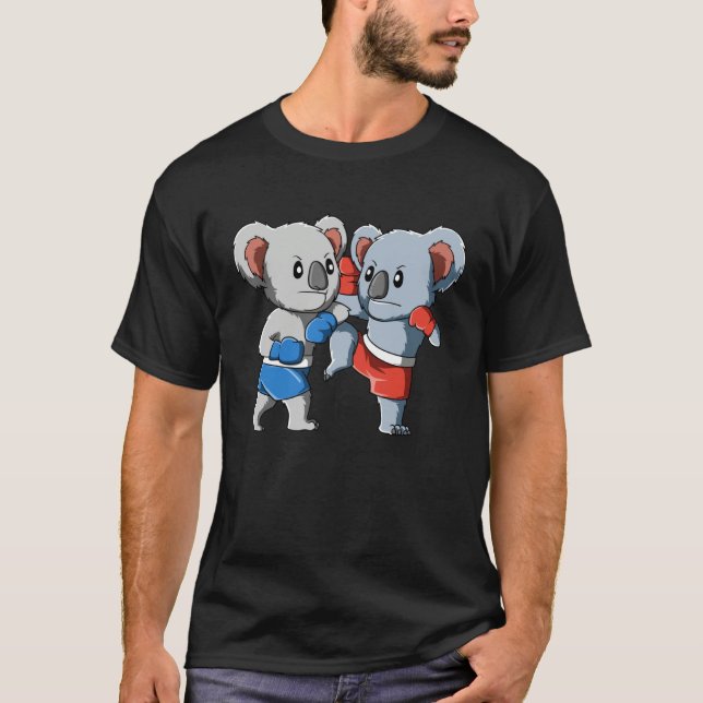 Fighting Koala  Muay Thai  Nak Muay Kickboxing T Shirt (Framsida)