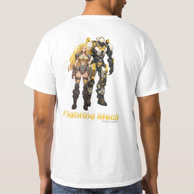 Fighting Mech (enheten Guld) T Shirt (Baksida)