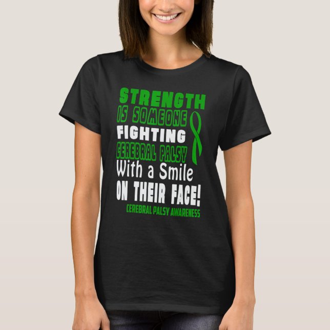 Fighting with a smile Cerebral Palsy Awareness T Shirt (Framsida)