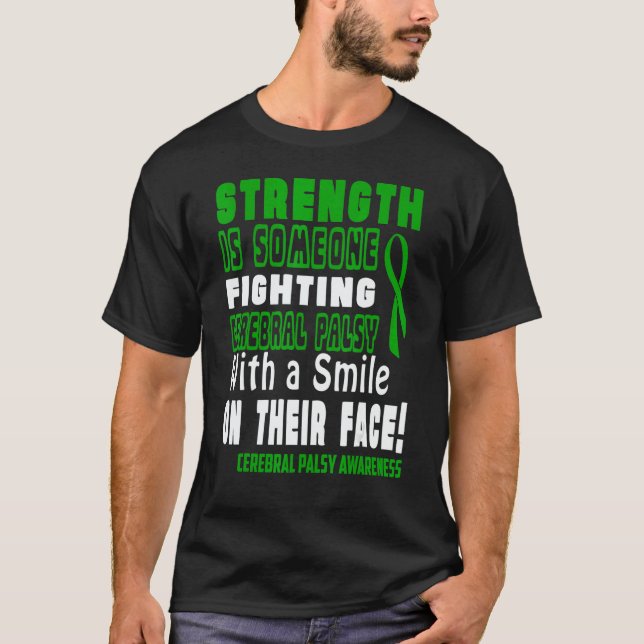 Fighting with a smile Cerebral Palsy Awareness T Shirt (Framsida)