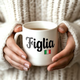 Figlia Italiensk Flagg Mugg - Present till Dotter