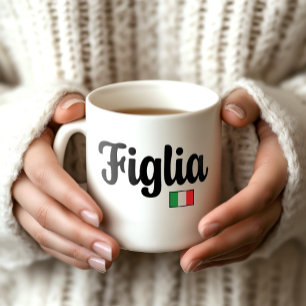 Figlia Italiensk Flagg Mugg - Present till Dotter