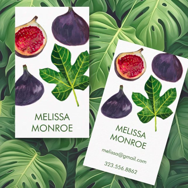 Figs Autumn Fruits Illustrated Visitkort (Watercolor figs decorate these custom business cards. Add your own text to make them shine)