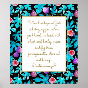 Figs Loved Land Deuteronomy 8 Bible Verse Poster