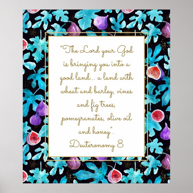 Figs Loved Land Deuteronomy 8 Bible Verse Poster (Framsidan)