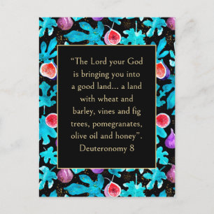 Figs Loved Land Deuteronomy 8 Bible Verse Vykort