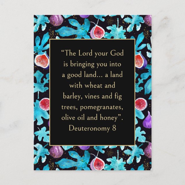 Figs Loved Land Deuteronomy 8 Bible Verse Vykort (Framsida)