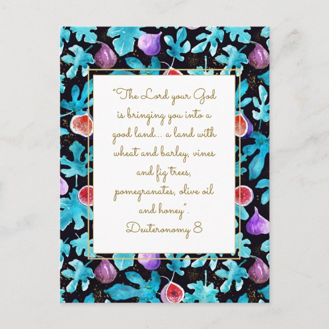 Figs Loved Land Deuteronomy 8 Bible Verse Vykort (Framsida)