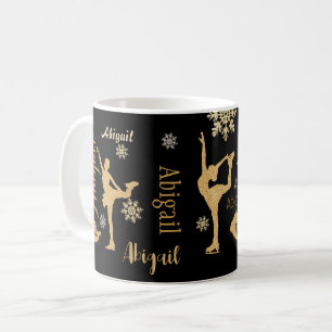 ’Figue Skating’ golden personlig silhouttes Mugg