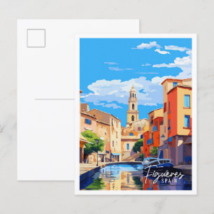 Figueres Spain vintage resor illustration Vykort