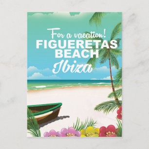 Figueretas Beach Ibiza-stranden poster Vykort