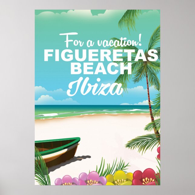 Figueretas strand Ibiza strandaffisch Poster (Framsidan)