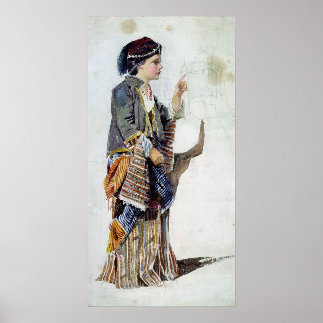 Figur av en flicka i turkisk dräkt, 1800-talet poster (Framsidan)