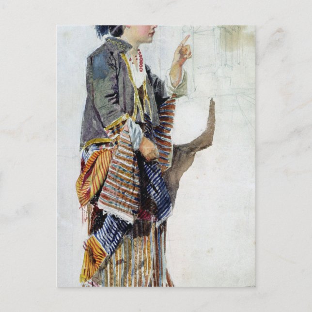 Figur av en flicka i turkisk dräkt, 1800-talet vykort (Framsida)