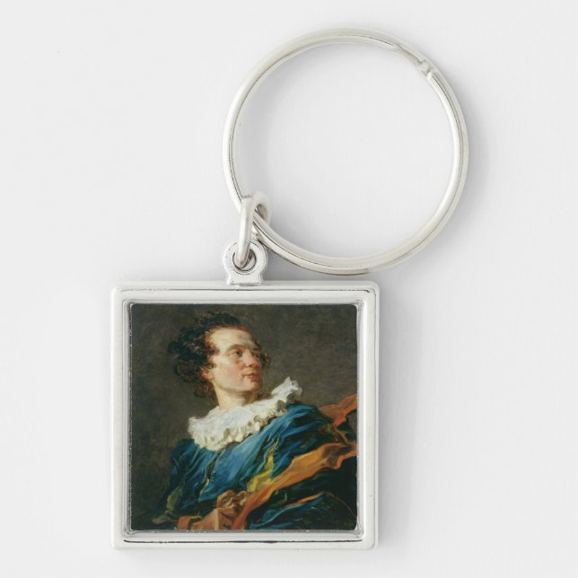 Figur av fantasin fyrkantig silverfärgad nyckelring (Framsidan)