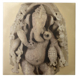 Figur av Ganapati, Chandella dynasti (sandsten) Kakelplatta