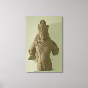 Figur av Lord Vishnu, Mathura (röd sandsten) Canvastryck