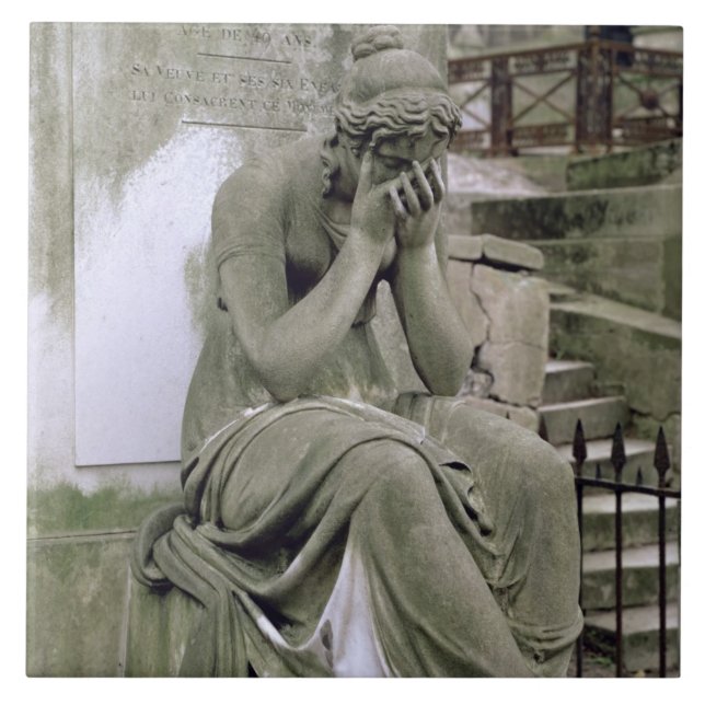 Figur av sorgen, från graven av Pierre Gareau (D Kakelplatta (Framsidan)