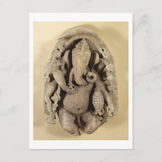 Figur i Ganapati, Chandella Dynasty (sandsten) Vykort (Framsida)