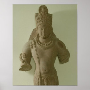 Figur i Lord Vishnu, Mathura (röd sandsten) Poster