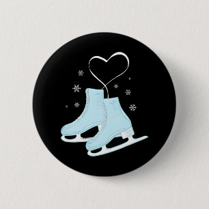Figur Ice Skating Heart Figur Skater Kärlek Knapp