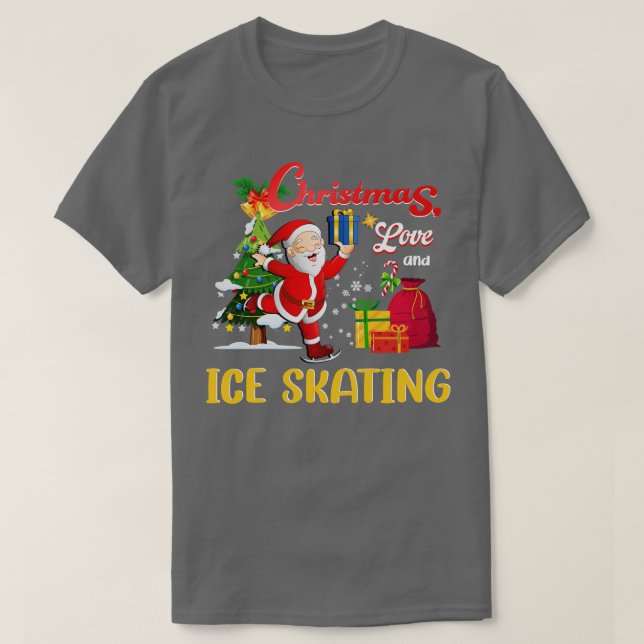 Figur Ice Skating Jultomten jul Kärlek 2 T Shirt (Design framsida)