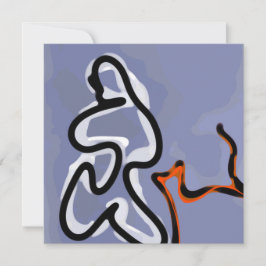 Figur med Kattdjur: Abstrakt Blue, Orange, B & W