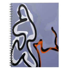 Figur med Kattdjur: Abstrakt Blue, Orange, B & W Anteckningsbok