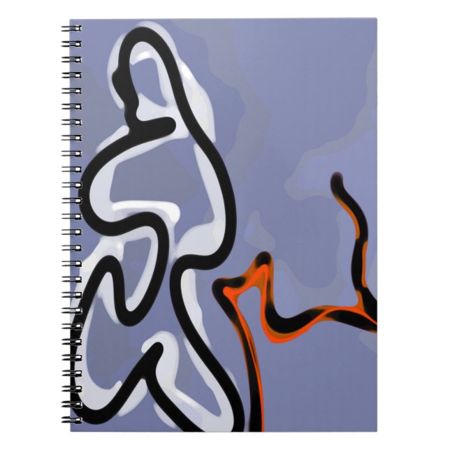Figur med Kattdjur: Abstrakt Blue, Orange, B & W Anteckningsbok (Framsidan)