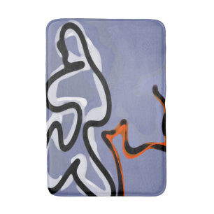 Figur med Kattdjur: Abstrakt Blue, Orange, B & W Badrumsmatta
