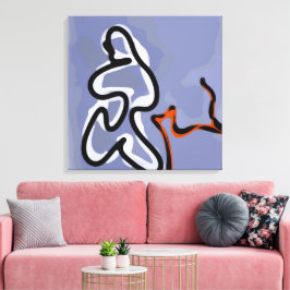 Figur med Kattdjur: Abstrakt Blue, Orange, B & W Canvastryck