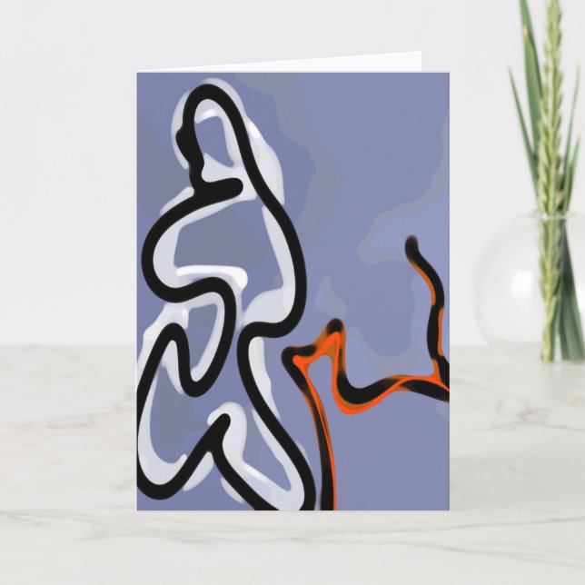 Figur med Kattdjur: Abstrakt Blue, Orange, B & W Kort (Framsida)