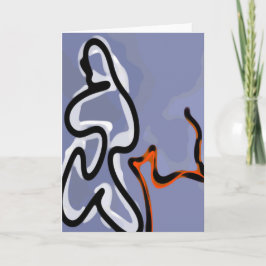 Figur med Kattdjur: Abstrakt Blue, Orange, B & W Kort