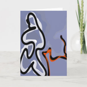 Figur med Kattdjur: Abstrakt Blue, Orange, B & W Kort