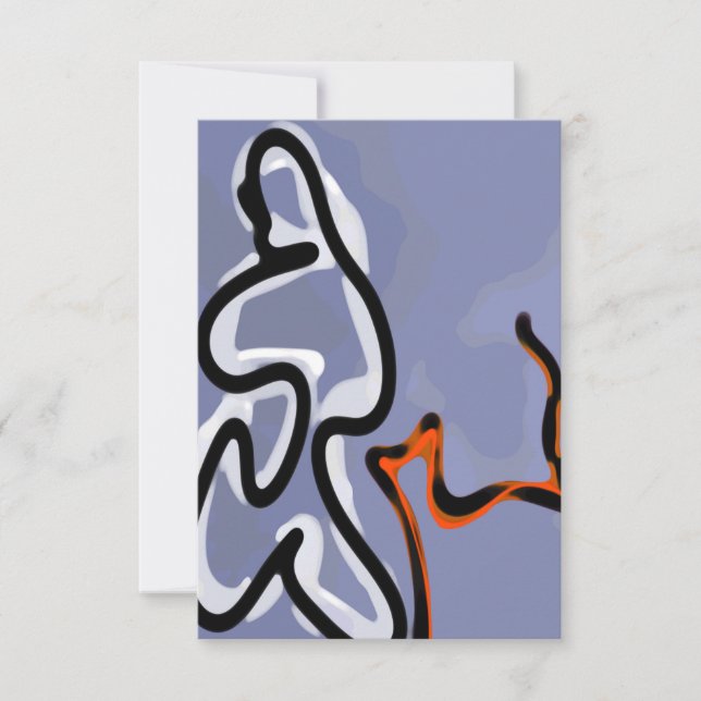 Figur med Kattdjur: Abstrakt Blue, Orange, B & W Kort (Framsida)