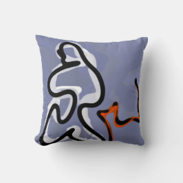 Figur med Kattdjur: Abstrakt Blue, Orange, B & W Kudde