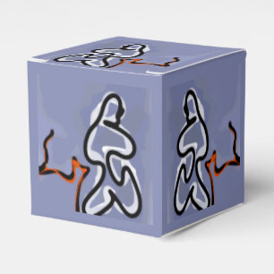 Figur med Kattdjur: Abstrakt Blue, Orange, B & W Presentaskar