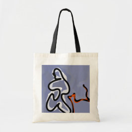 Figur med Kattdjur: Abstrakt Blue, Orange, B & W Tygkasse