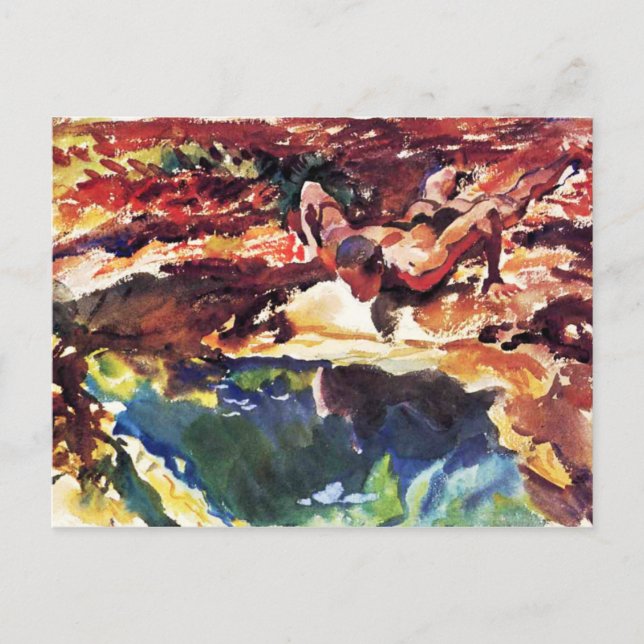 Figur och Bassäng av Sargent Vykort (Framsida)