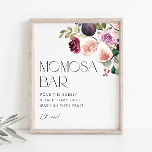 Figur och Berry Blommigt Baby Shower Mimosa Pub Poster