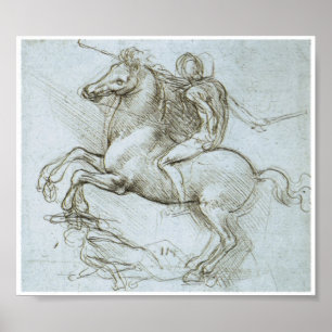 Figur om Horseback, Leonardo Da Vinci Poster