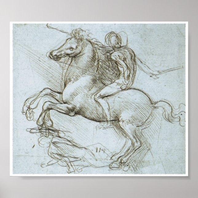 Figur om Horseback, Leonardo Da Vinci Poster (Framsidan)